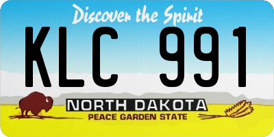 ND license plate KLC991