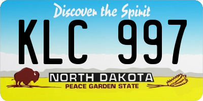 ND license plate KLC997