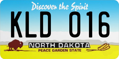 ND license plate KLD016