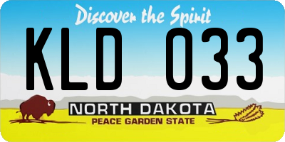 ND license plate KLD033