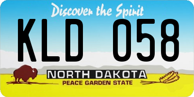 ND license plate KLD058