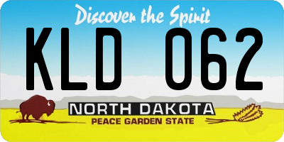 ND license plate KLD062