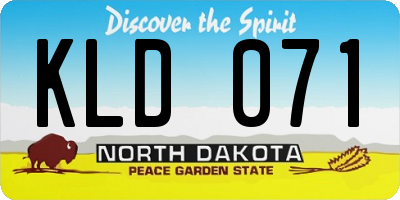 ND license plate KLD071