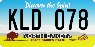 ND license plate KLD078