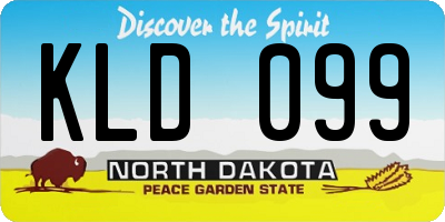 ND license plate KLD099