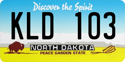 ND license plate KLD103