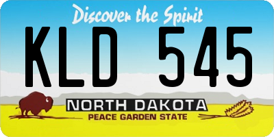 ND license plate KLD545