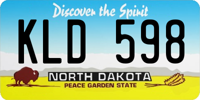 ND license plate KLD598