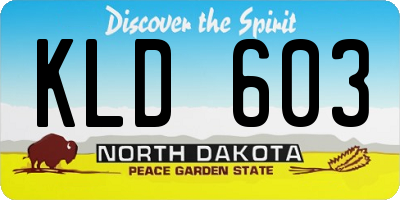 ND license plate KLD603