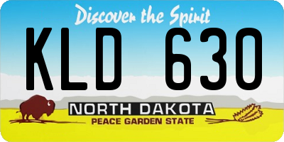 ND license plate KLD630