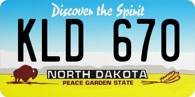 ND license plate KLD670