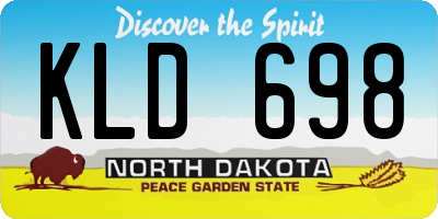 ND license plate KLD698