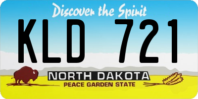 ND license plate KLD721