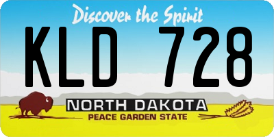 ND license plate KLD728