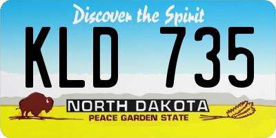 ND license plate KLD735