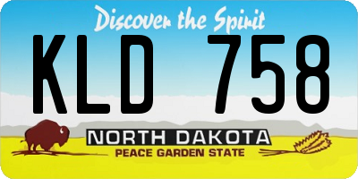 ND license plate KLD758