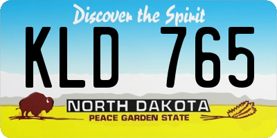 ND license plate KLD765