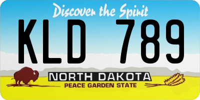 ND license plate KLD789