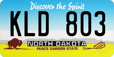 ND license plate KLD803