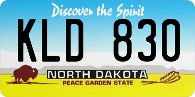 ND license plate KLD830