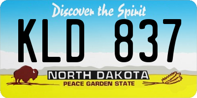ND license plate KLD837