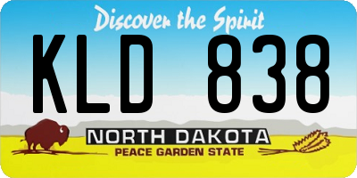 ND license plate KLD838