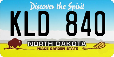 ND license plate KLD840