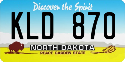 ND license plate KLD870