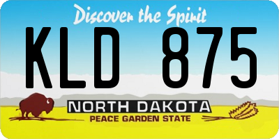 ND license plate KLD875