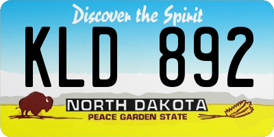 ND license plate KLD892
