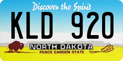ND license plate KLD920