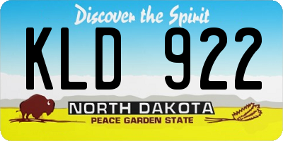 ND license plate KLD922