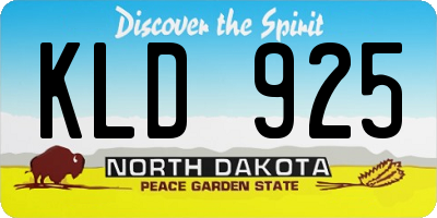 ND license plate KLD925