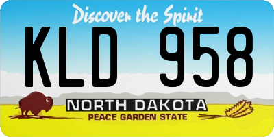 ND license plate KLD958