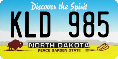 ND license plate KLD985