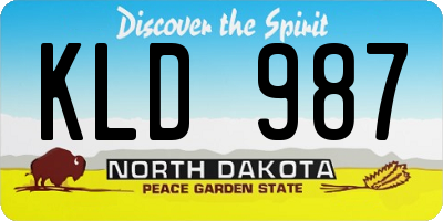 ND license plate KLD987