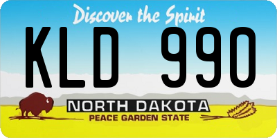 ND license plate KLD990