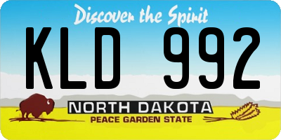 ND license plate KLD992