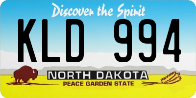 ND license plate KLD994