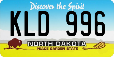 ND license plate KLD996