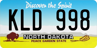 ND license plate KLD998