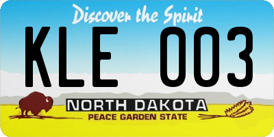 ND license plate KLE003