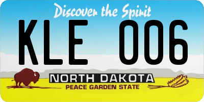 ND license plate KLE006
