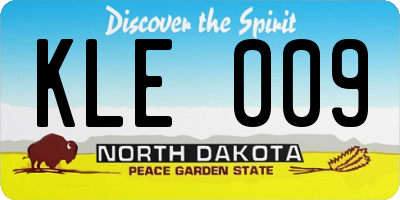 ND license plate KLE009