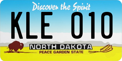 ND license plate KLE010