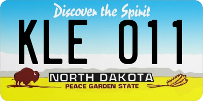 ND license plate KLE011