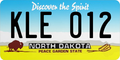 ND license plate KLE012