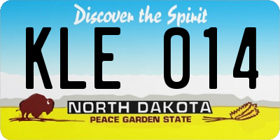 ND license plate KLE014