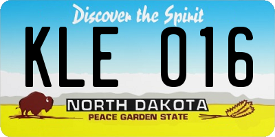ND license plate KLE016