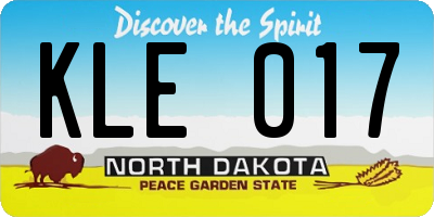 ND license plate KLE017